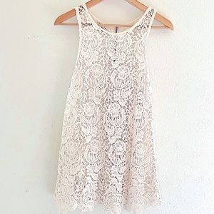 White crochet lace tank